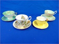 (4) Tea Cups And Saucers