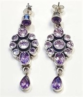 925 Sterling Silver Amethyst Earrings