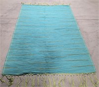 Mid century blue rug 60"90" bedspread? (E)