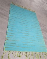 Mid century blue rug 60"90" bedspread? (C)