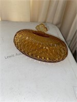 Vintage golden/Amber butter/candy dish.