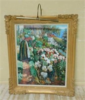 Large Alan Cote "Hillside Garden" Oil on Canvas.