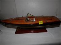 20" Wooden Boat on Stand