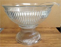 Large Crystal Punch Bowl w/Stand & Ladle