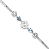 Sterling Silver Crystal Snowflake Bracelet