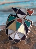 Zuni Thunderbird Inlay Sterling Ring - J.J. Niiha