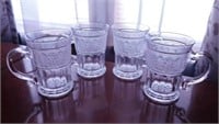 4 Crystal Clear Studios frosted Athens glass mugs,