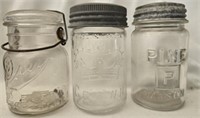 Lot of 3 vintage glass jars