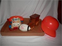 Fisher Price toy phone-sm train bank-Mules ball