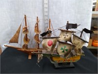Birch wood model sail ship & pirate ship