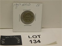 1947 NEWFOUNDLAND C SILVER 10 CENTS EF