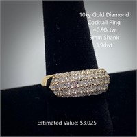 10kt Diamond Cocktail Ring, ~0.90ctw, 3.9dwt