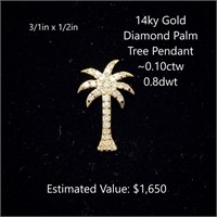 14kt Diamond Palm Tree Pendant/Charm