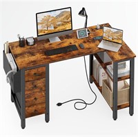 Lufeiya L Shaped Desk  47 Inch  Rustic white