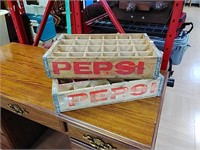2- vintage Pepsi cola soda bottle crates