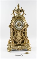 18th C. European Rococo Style Bronze Clock Working