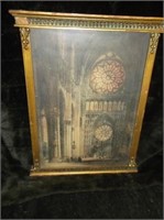 ANTIQUE FRAMED PRINT PAINTING CATHEDRIAL