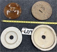 Wood & Pottery Antique Crock Lids