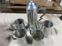 Pewter mugs and stein