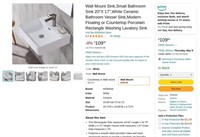 C8188  Small Bathroom Sink 20"X 17" White Ceramic
