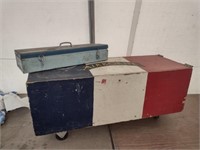 Vintage Airborne Wood Chest & Metal Tool Box