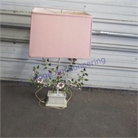 Lamp with metal flower decoration