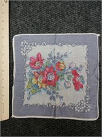 Vintage floral handkerchief, 10.5" sq.