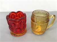 Amberina and Rootbeer Mug Toothpick Holders