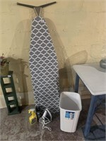 IRONING BOARD, WASTE CAN, IRON, CLR