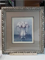 F5) 19.5x21.5" Silver Roses Framed Print from