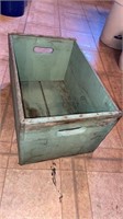 Antique Green painted apple crate with handles