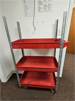 Red Metal Utility Cart w. Casters