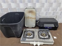 Propane stove, BBQ, and bin