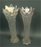 (2) Dugan Lined Lattice White Swung Vases –
