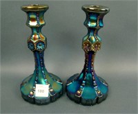 Pair Imperial Six Sided Candlesticks – Purple