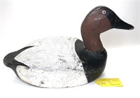 Chet Schutte canvas back carved wooden duck decoy,