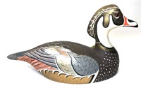 Drake Wood duck carved wooden duck decoy,