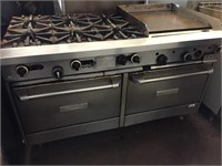 Garland 6 Burner Stove With 24" Flat Top - Gas
