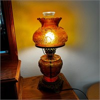Vintage Amber color glass lamp hurricane style