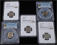 (5) NGC & PCGS GRADED JEFFERSON NICKELS