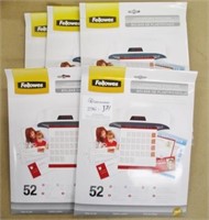 5 New Fellowes Laminating Pouches Mixed Sizes