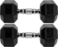 Signature Fitness Rubber Hex Dumbbell  25LB Pair