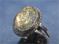Sterling Silver Opal Ring Hallmarked