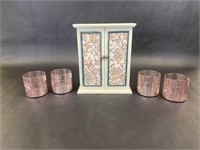 Wood Box and Yankee Candle Co Candle Holders