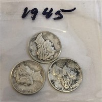 SILVER Mercury Dime LOT 1945