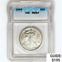 1943 Walking Liberty Half Dollar ICG MS64