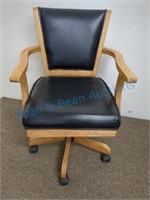 Wooden leather swivel office chair