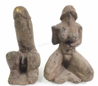 (2) Erotic Phallic Clay Sculptures
