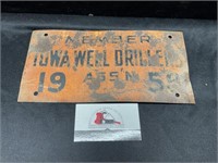 1958 Iowa Well Drillers Sign