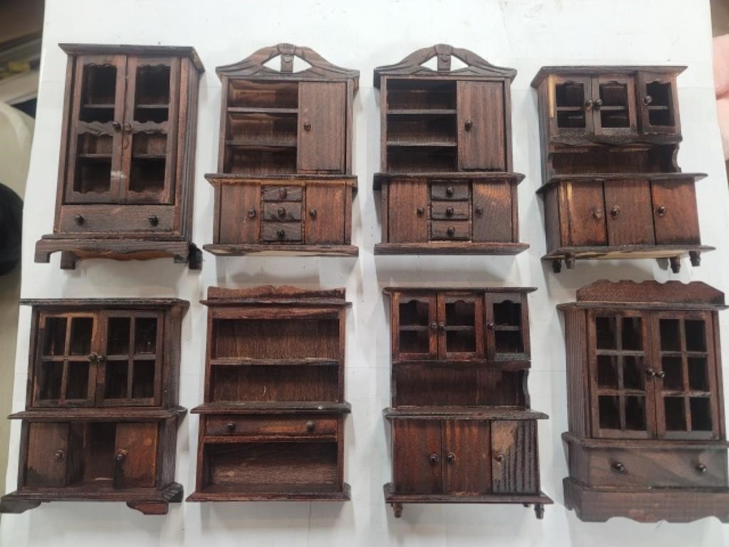 Eight Miniature Cabinet Hutch Decorations